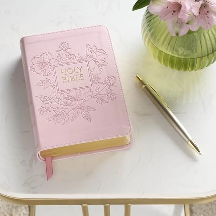 KJV Holy Bible, Compact Large Print Faux Leather Red Letter Edition Ribbon Marker, King James Version, Ballet Pink (KJV Compact LP Editions) by Christian Art Gifts - Image 3