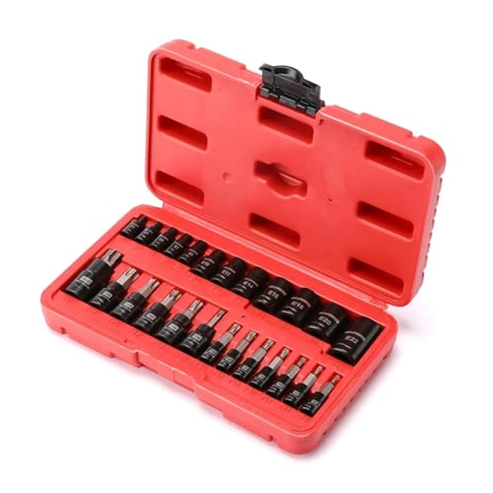MIXPOWER 25 Piece Torx Bit and Socket Set, 13 Star Bits (T8- T60) & 12 E-Torx Sockets (E4-E22), Professional Grade Auto & Motorcycle Mechanic Set by MIXPOWER - Image 7