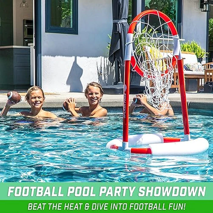 GoSports Splash Pass Floating Pool Football Game Includes Hoop, 4 Footballs and Pump by GoSports - Image 3