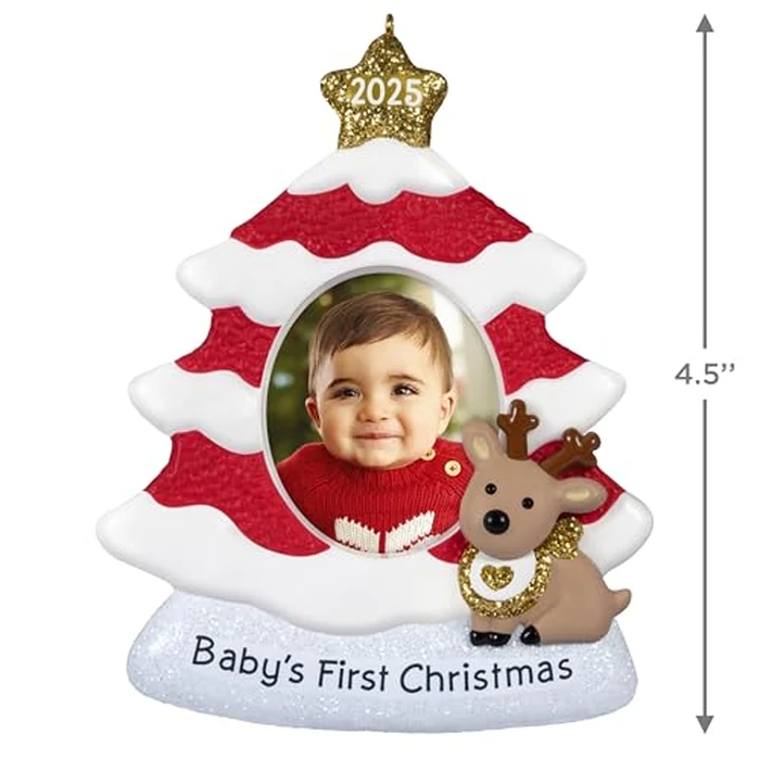 Hallmark Keepsake Christmas Ornament 2025, Baby's First Christmas Red and White Tree 2025 Photo Frame by Hallmark Keepsake - Image 4