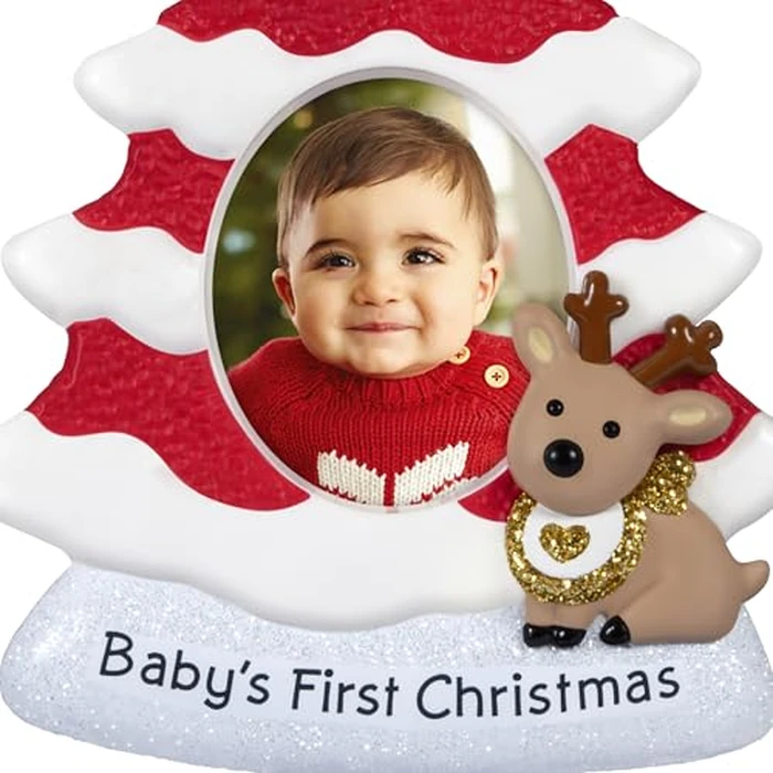 Hallmark Keepsake Christmas Ornament 2025, Baby's First Christmas Red and White Tree 2025 Photo Frame by Hallmark Keepsake - Image 5