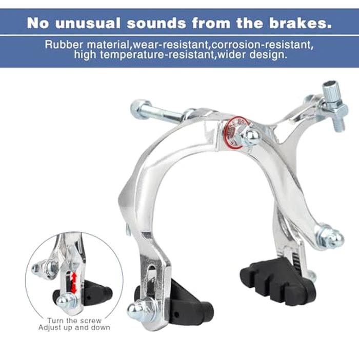 WEEROCK Bike Calip Brake Set, Front and Rear C Brake Sets, Rim Brake Set with Aluminium Alloy Brake levers, Bike Cables for Kids Bikes, BMX, Beach Bike, Commuter Bike, Silvery by WEEROCK - Image 5