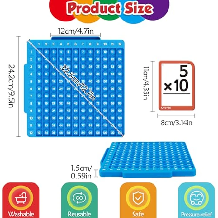 Torlam Math Flash Cards + Math Board, Multiplication Flash Card Times Table Chart, Math Manipulatives Division, Addition, Subtraction Games Toys for Kids, 1st, 2nd, 3rd, 4th, 5th, 6th Grade by Torlam - Image 7