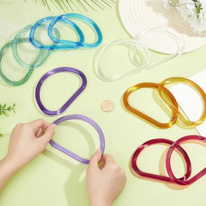 PH PandaHall 12pcs Resin Purse Handles, Small D Shape Bag Handle Replacement Decorative Purse Handles for Crochet Bags Macrame Handbags Straws Beach Bags Making, 6 Color, 4.8x3.5 inch by PH PandaHall - Image 3