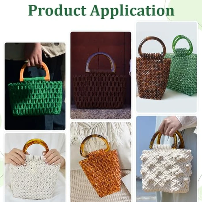 PH PandaHall 12pcs Resin Purse Handles, Small D Shape Bag Handle Replacement Decorative Purse Handles for Crochet Bags Macrame Handbags Straws Beach Bags Making, 6 Color, 4.8x3.5 inch by PH PandaHall - Image 5