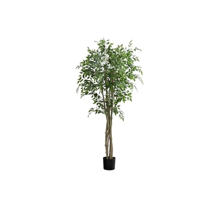 Monarch Specialties I 9549 Artificial Plant, 79" Tall, Ficus Tree, Floor, Real Touch, Potted, Green Leaves, Black Pot by Monarch Specialties - Used - Very Good condition