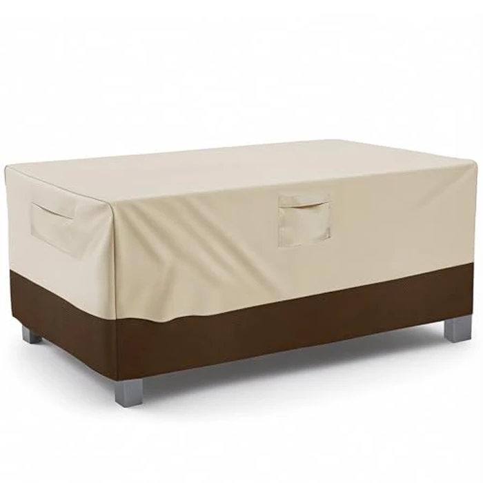 Vailge Rectangular/Oval Patio Table Cover, Heavy Duty and Waterproof Outdoor Lawn Patio Furniture Covers, Large Beige & Brown by Vailge - Used - Like New condition - US$32.75