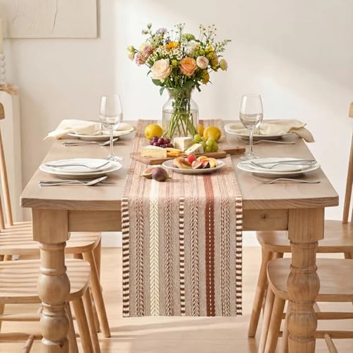 Artoid Mode Caramel Farmhouse Woven Table Runner, Seasonal Holiday Rustic Kitchen Dining Table Decoration for Home Party Decor 12x72 Inch by Artoid Mode - Image 2