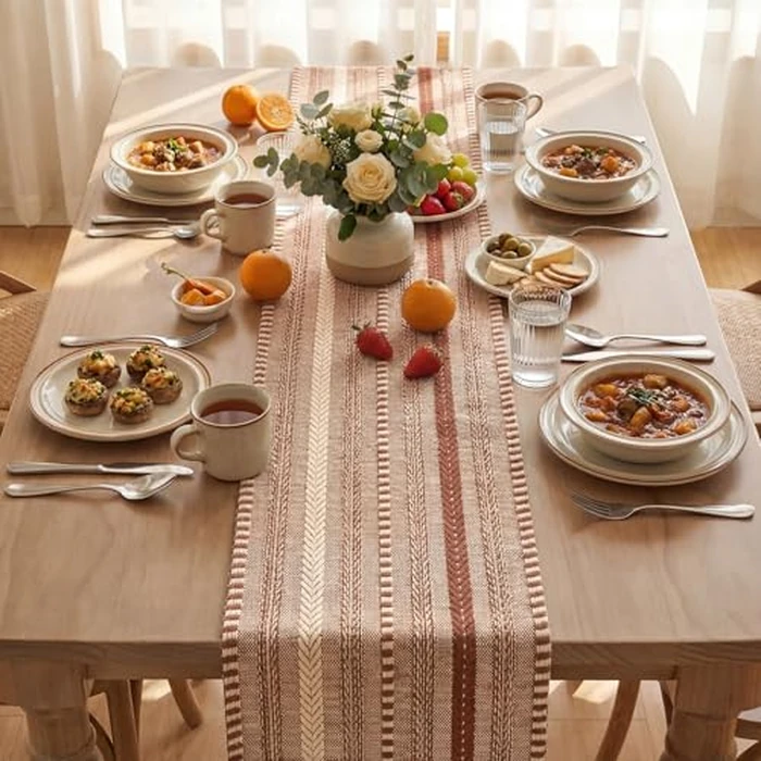 Artoid Mode Caramel Farmhouse Woven Table Runner, Seasonal Holiday Rustic Kitchen Dining Table Decoration for Home Party Decor 12x72 Inch by Artoid Mode - Image 3