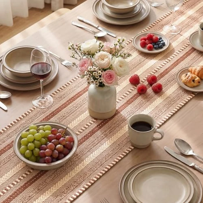 Artoid Mode Caramel Farmhouse Woven Table Runner, Seasonal Holiday Rustic Kitchen Dining Table Decoration for Home Party Decor 12x72 Inch by Artoid Mode - Image 4