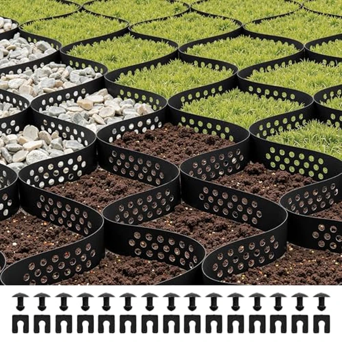VEVOR Gravel Grid, 2 Inch Depth, 16.4 x 6.5 FT / 5000 x 1980 mm, 1880 LBS Per Sq ft Grass Ground Retainer, Permeable Geo Grids Driveway Stabilization, for Garden, Patio, Walkway, RV Parking Slopes by VEVOR - Image 1