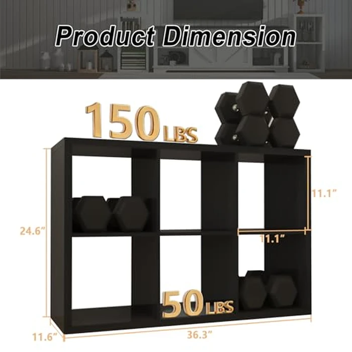 CTESNE【2026 Wooden Thick Frame】 6 Cube Storage Organizer Shelf with Anti-Tipping Kits + Reversible Open Back Bookcase, Horizontal and Vertical Dual-use（Chocolate,11inch） by CTESNE - Image 3