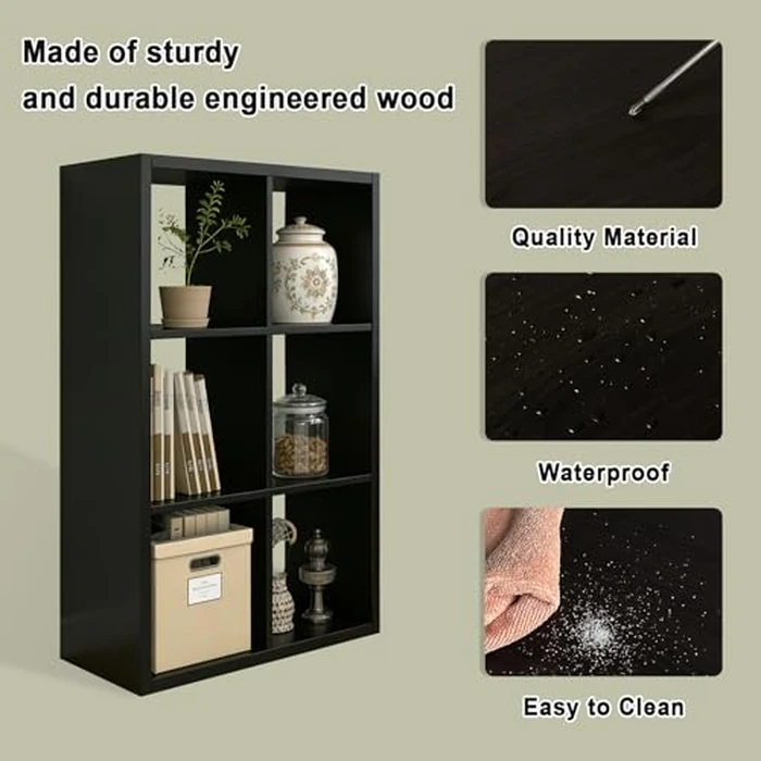CTESNE【2026 Wooden Thick Frame】 6 Cube Storage Organizer Shelf with Anti-Tipping Kits + Reversible Open Back Bookcase, Horizontal and Vertical Dual-use（Chocolate,11inch） by CTESNE - Image 4