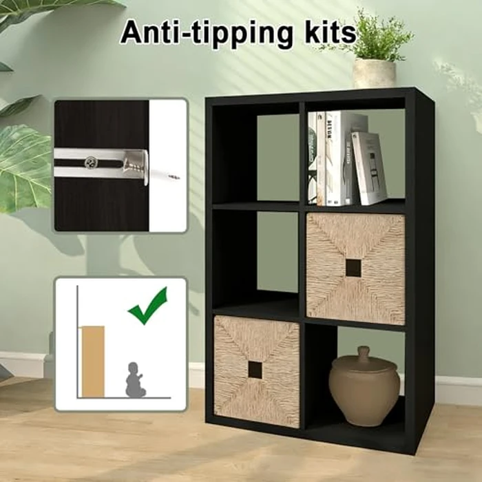 CTESNE【2026 Wooden Thick Frame】 6 Cube Storage Organizer Shelf with Anti-Tipping Kits + Reversible Open Back Bookcase, Horizontal and Vertical Dual-use（Chocolate,11inch） by CTESNE - Image 5