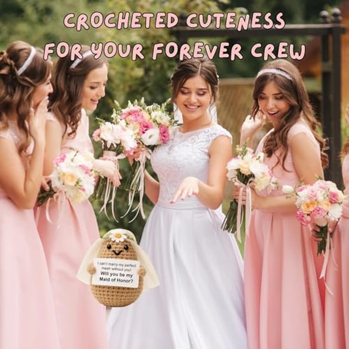 M.O.Q. Bridesmaid Proposal Wedding Party Will You Be My Bridesmaid Maid of Honor Positive Potato Gifts Ideas, Bachelorette, Small Cute Stuff Things, Handmade Crochet (Maid of Honor) by M.O.Q. - Image 3