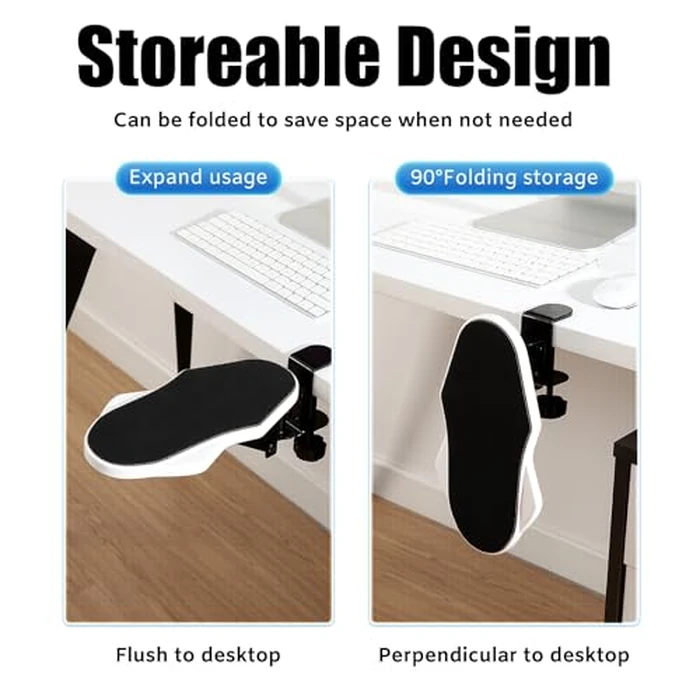 Computer Arm Rest Support Extender for Desk, Adjustable Rotating Arm Wrist Rest Pad Holder, Ergonomic Elbow Rest Holder, Folding, Rotating,Computer Desk Extender Tray for Home and Office by Hovadova - Image 4