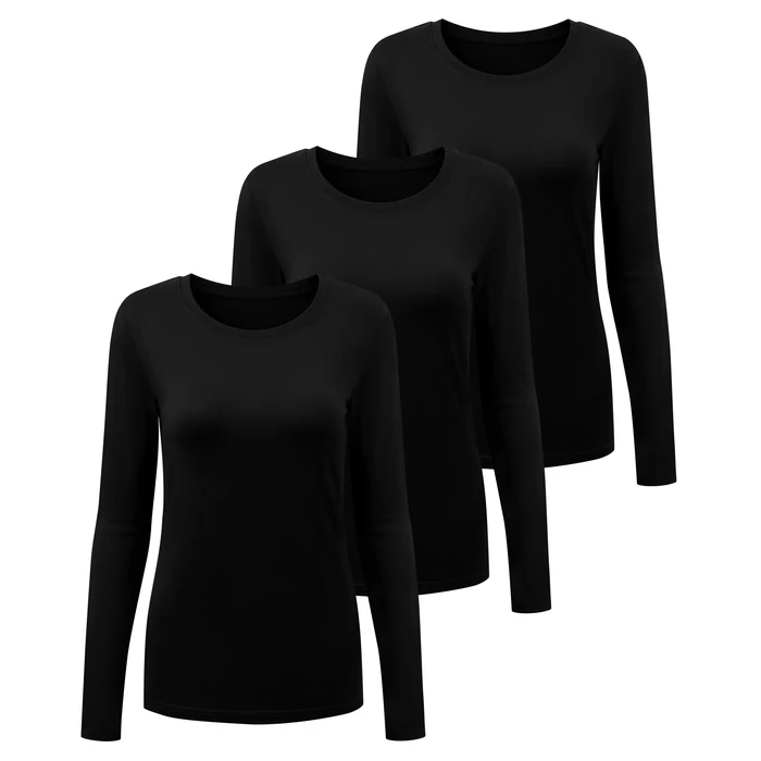 floralhue 3 Pack Underscrub Long Sleeve Women, Scrub Undershirts Crew Neck Comfort Tee with Ultra Soft Fabric, Black, S by floralhue - Used - Very Good condition