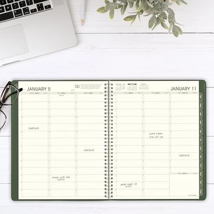 AT-A-GLANCE 2026 Appointment Book Planner, Weekly & Monthly, 8-1/4" x 11", Large, Quarter-Hourly, Recycled, Green (70950G6026) by AT-A-GLANCE - Image 2