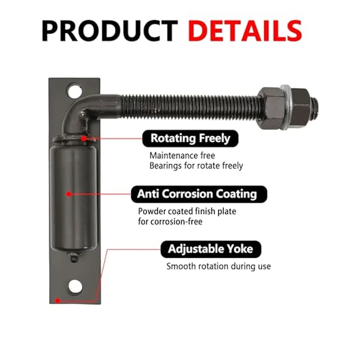 2 Pack J-Bolt Gate Hinge with Plate, Heavy Duty Welded Hinge for Doors, Driveway Gates for Welding on Larger Iron or Steel Gates (Type A-5/8'') by GGTOSPA - Image 5