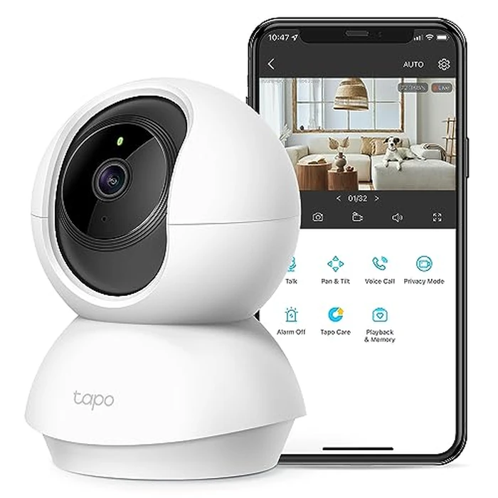 TP-Link Tapo 2K Pan/Tilt Indoor Security WiFi Camera, Baby & Pet Camera w/ 360 degrees Motion Tracking, 2-Way Audio, Night Vision, Cloud & Local Storage (Up to 256 GB), Works w/Alexa & Google (Tapo C210) by Tapo - Image 1