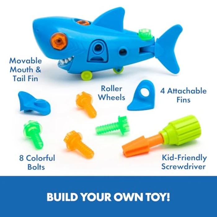 Educational Insights Design & Drill(R) Shark - Take Apart Toy, 13 Pieces, Kid-Friendly Screwdriver, Toddler STEM Toy, Gift for Ages 3+ by Educational Insights - Image 2
