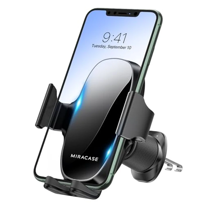 Miracase Phone Holders for Your Car with Metal Hook Clip, Air Vent Cell Phone Car Mount, Hands Free Universal Automobile Cradle Fit for iPhone Android and All Smartphones, Classic Black by Miracase - Used - Like New condition - US$17.05