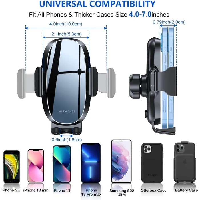 Miracase Phone Holders for Your Car with Metal Hook Clip, Air Vent Cell Phone Car Mount, Hands Free Universal Automobile Cradle Fit for iPhone Android and All Smartphones, Classic Black by Miracase - Image 3