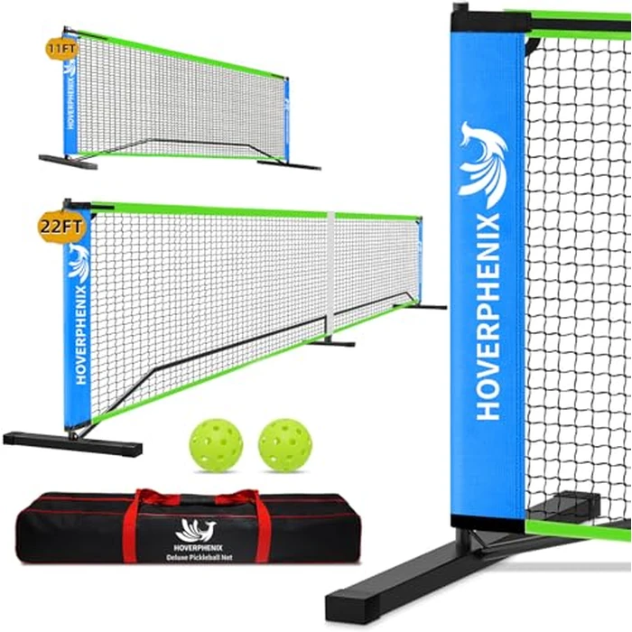 Portable Pickleball Net, Regulation Size 22FT and 11FT Half Court 2-in-1 Pickle Ball Net with 2 Pickleballs and Carry Bag for Driveway, Backyard, Street, Weather Resistance Steady Steel Frame by Hoverphenix - Used - Very Good condition - CA$86.12
