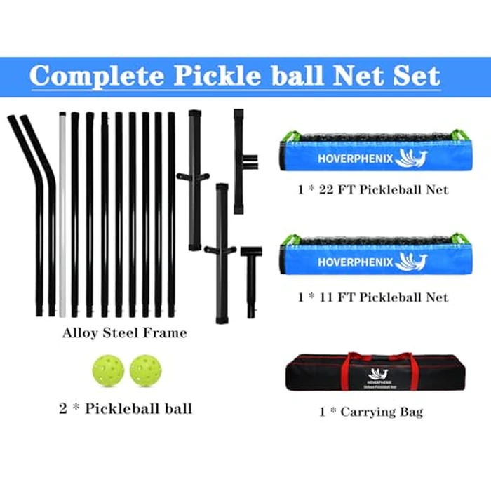 Portable Pickleball Net, Regulation Size 22FT and 11FT Half Court 2-in-1 Pickle Ball Net with 2 Pickleballs and Carry Bag for Driveway, Backyard, Street, Weather Resistance Steady Steel Frame by Hoverphenix - Image 5