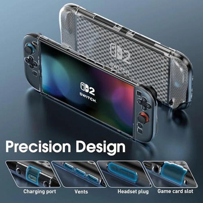 HEYSTOP Switch 2 Case for Nintendo Switch 2(2025), Switch 2 TPU Cover, Protector Case Cover for Switch 2 Accessories with 6 Thumb Caps and Screen Protector, Anti-Slip, Shock-Proof,Anti-Scratch by HEYSTOP - Image 3