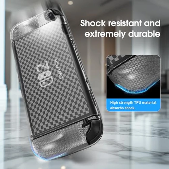 HEYSTOP Switch 2 Case for Nintendo Switch 2(2025), Switch 2 TPU Cover, Protector Case Cover for Switch 2 Accessories with 6 Thumb Caps and Screen Protector, Anti-Slip, Shock-Proof,Anti-Scratch by HEYSTOP - Image 6