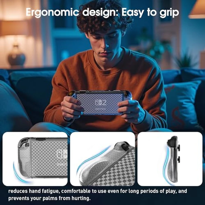 HEYSTOP Switch 2 Case for Nintendo Switch 2(2025), Switch 2 TPU Cover, Protector Case Cover for Switch 2 Accessories with 6 Thumb Caps and Screen Protector, Anti-Slip, Shock-Proof,Anti-Scratch by HEYSTOP - Image 7