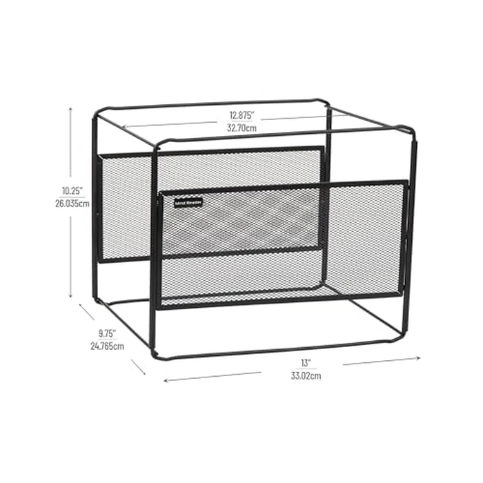 Mind Reader Hanging File Folder Organizer, Desktop Organizer, Storage, Office, Metal Mesh, 13" L x 9.75" W x 10.25" H, Black by Mind Reader - Image 3
