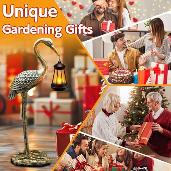 Solar Garden Statue Crane Figurine, Outdoor Hanging Solar Lanterns, 17.7 Inch Blue Heron Sculpture Statue for Patio Yard Porch, Garden Decor for Outside Birthday Gifts for Mom, Women Mother's Day by yulloyello - Image 6