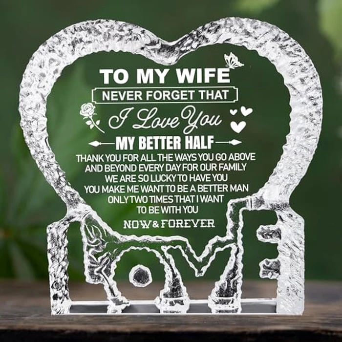 K-MLICE Mothers Day Crystal Gifts for Wife from Husband, Birthday Wife Gift K9 Crystal Keepsakes Gifts for Women Her from Husband Romantic Presents by K-MLICE - Image 1