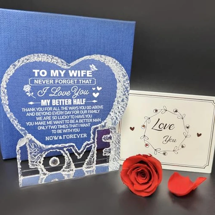 K-MLICE Mothers Day Crystal Gifts for Wife from Husband, Birthday Wife Gift K9 Crystal Keepsakes Gifts for Women Her from Husband Romantic Presents by K-MLICE - Image 3