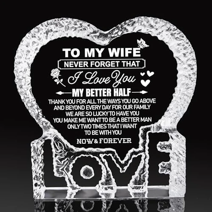 K-MLICE Mothers Day Crystal Gifts for Wife from Husband, Birthday Wife Gift K9 Crystal Keepsakes Gifts for Women Her from Husband Romantic Presents by K-MLICE - Image 6