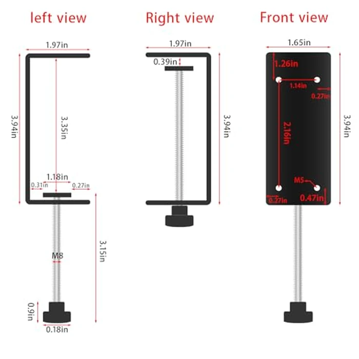 Jhanw 3 inch C-Clamp with Four Small Holes in the back, 4-Pack Adjustable Desk C Clamps for Range 0.35"~3.37", Versatile Clamp for Brake, Parts Assembly, Fastening, Welding, Woodwork, Metal Work by Jhanw - Image 2