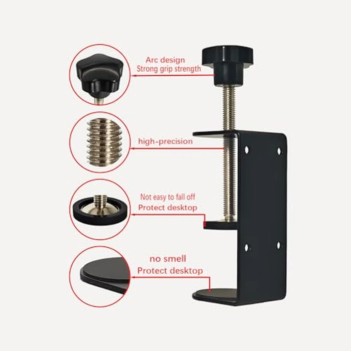 Jhanw 3 inch C-Clamp with Four Small Holes in the back, 4-Pack Adjustable Desk C Clamps for Range 0.35"~3.37", Versatile Clamp for Brake, Parts Assembly, Fastening, Welding, Woodwork, Metal Work by Jhanw - Image 4