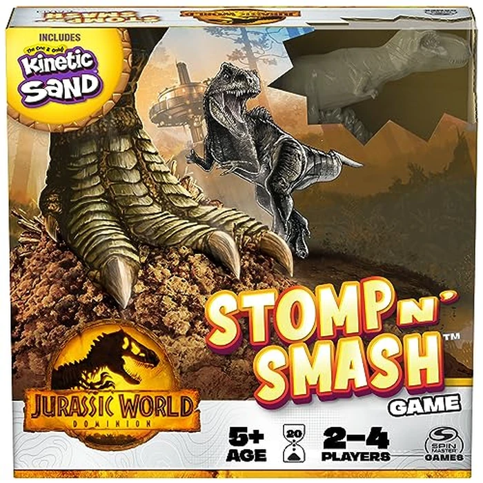 Spin Master Games, Jurassic World Dominion, Stomp N’ Smash Board Game with Kinetic Sand, Jurassic Park Sensory Dinosaur Toy, Creative Kids Activity, 2-4 Players, for Ages 5 & Up by Spin Master Games - Used - Like New condition - US$14.21