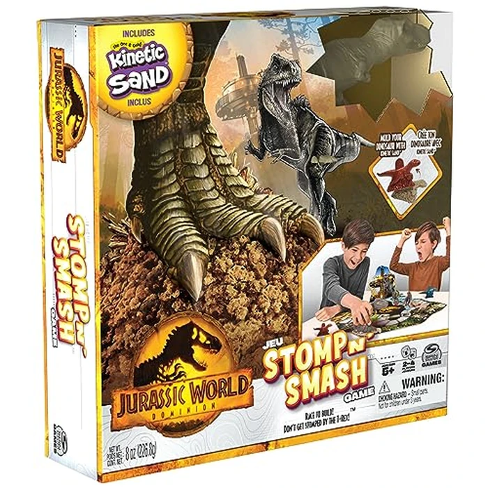 Spin Master Games, Jurassic World Dominion, Stomp N’ Smash Board Game with Kinetic Sand, Jurassic Park Sensory Dinosaur Toy, Creative Kids Activity, 2-4 Players, for Ages 5 & Up by Spin Master Games - Image 8