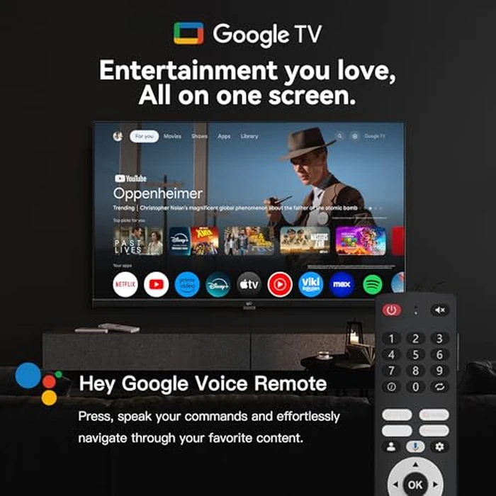 FPD 43 Inch Smart TV, Google TV with Google Cast, Dolby Audio 1080p Full HD Flat Screen LED Television, HDR 10, Voice Remote, Ultra Thin Stream Live TVs for Home Office by FPD - Image 2