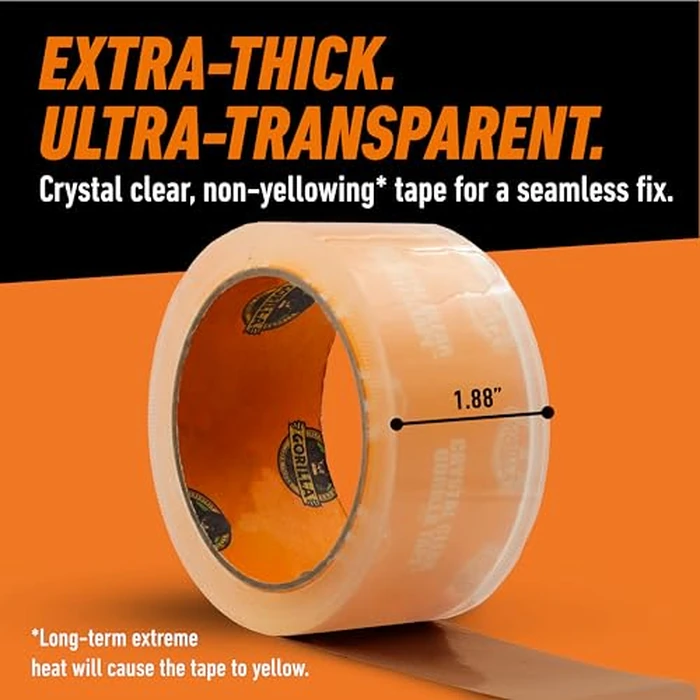 Gorilla Crystal Clear Tape, 1.88” x 18 yd (Pack of 1) - Weather Resistant for Indoor or Outdoor Projects and Repairs by GORILLA - Image 6
