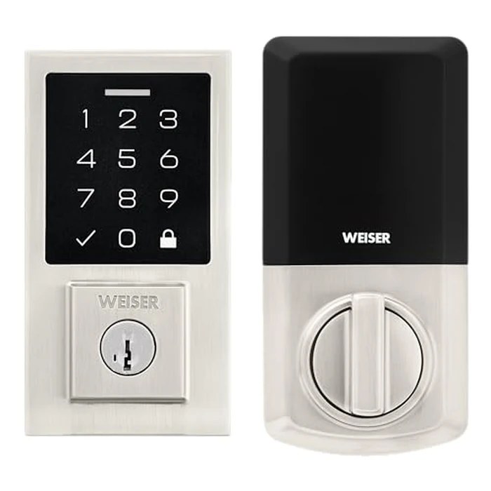 Weiser SmartCode Satin Nickel Keyless Entry Door Lock/Deadbolt Lock, 10-Button Touchpad Door Lock with Backlit Keypad, Up to 50 User Codes, Electronic Door Locks for Front Door, Modern Home Décor by Weiser - Used - Very Good condition - CA$116.58