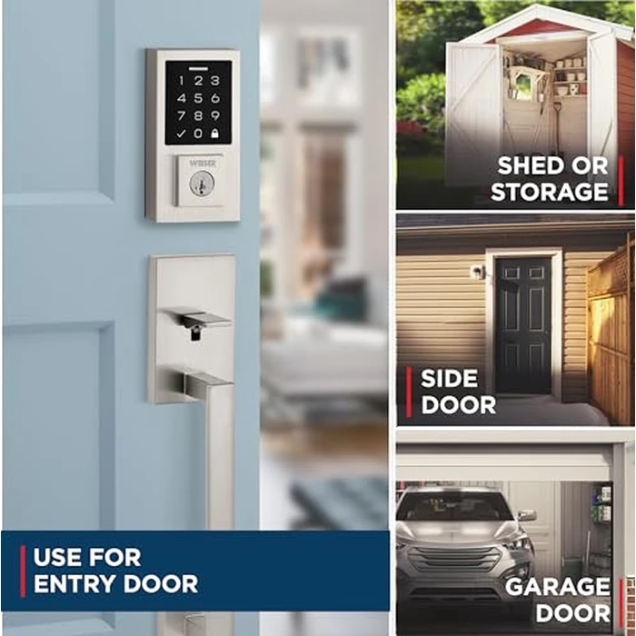 Weiser SmartCode Satin Nickel Keyless Entry Door Lock/Deadbolt Lock, 10-Button Touchpad Door Lock with Backlit Keypad, Up to 50 User Codes, Electronic Door Locks for Front Door, Modern Home Décor by Weiser - Image 2