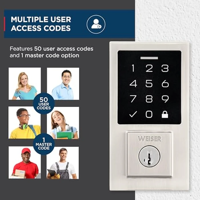 Weiser SmartCode Satin Nickel Keyless Entry Door Lock/Deadbolt Lock, 10-Button Touchpad Door Lock with Backlit Keypad, Up to 50 User Codes, Electronic Door Locks for Front Door, Modern Home Décor by Weiser - Image 4