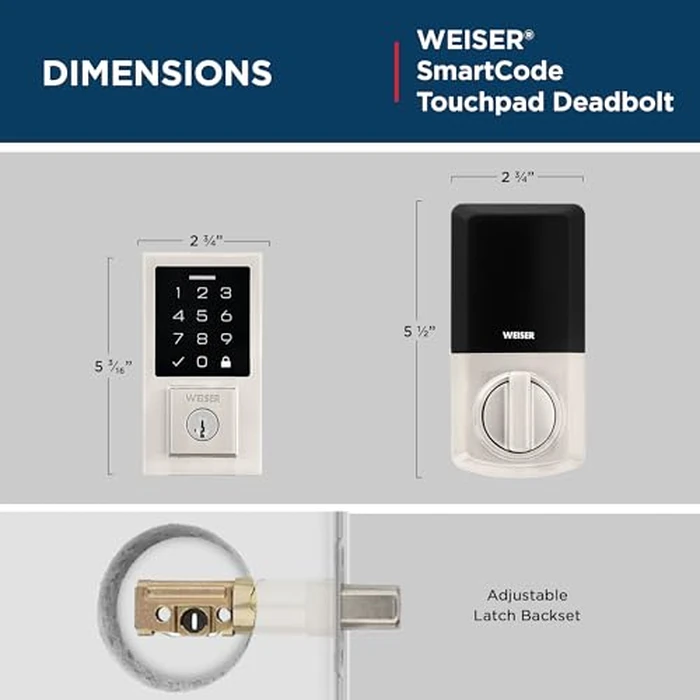 Weiser SmartCode Satin Nickel Keyless Entry Door Lock/Deadbolt Lock, 10-Button Touchpad Door Lock with Backlit Keypad, Up to 50 User Codes, Electronic Door Locks for Front Door, Modern Home Décor by Weiser - Image 5