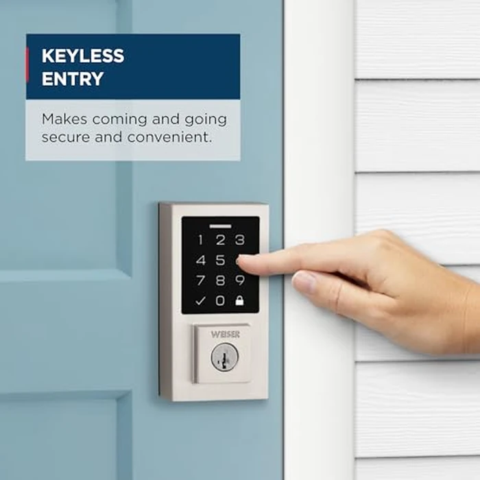Weiser SmartCode Satin Nickel Keyless Entry Door Lock/Deadbolt Lock, 10-Button Touchpad Door Lock with Backlit Keypad, Up to 50 User Codes, Electronic Door Locks for Front Door, Modern Home Décor by Weiser - Image 8