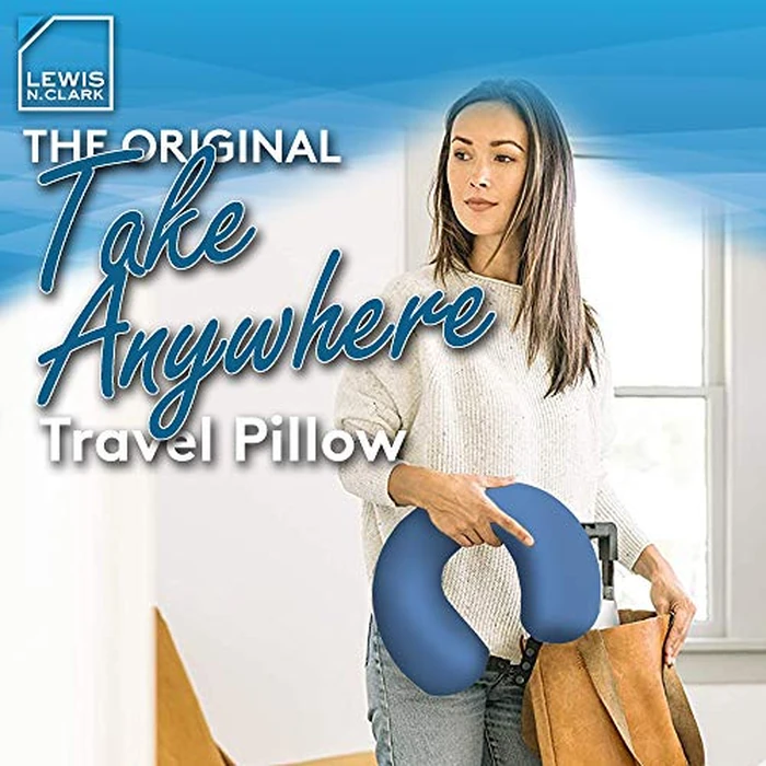 Lewis N. Clark Mood Neck Pillow, Microbead Pillows, Airplane Pillow and Cervical Neck Pillow for Kids + Adults, Travel Pillow with Neck Support, Blue by Lewis N. Clark - Image 4