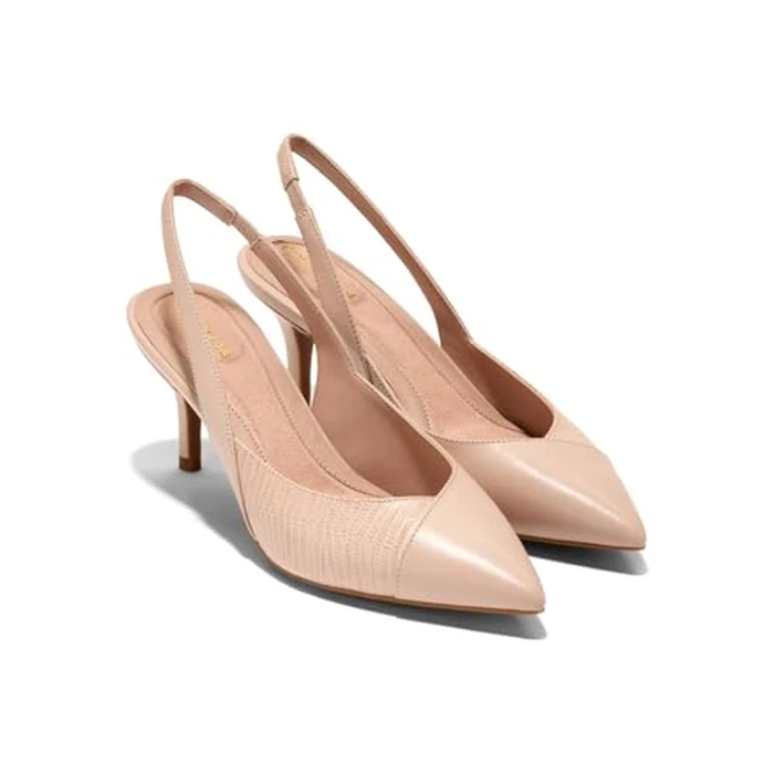 Cole Haan Women's Go-to Slingback 65mm Pump, Porcln/Liz Pr LTR, 7.5 by Cole Haan - Used - Very Good condition - CA$46.93